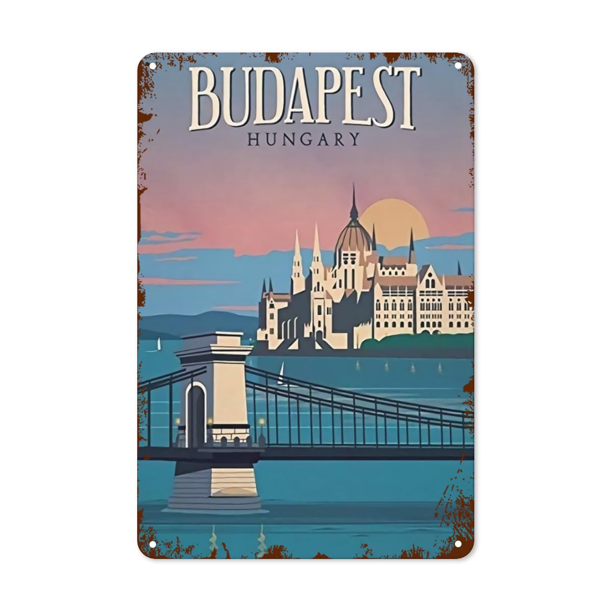 Home Decor Store - Papan Tanda Kaleng Vintage Budapest, Papan