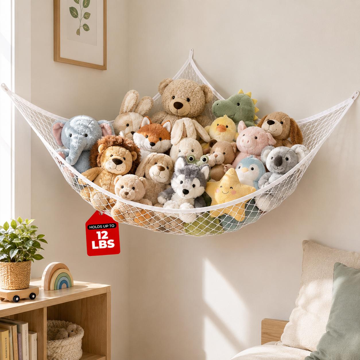 Home Decor Pinterest - Jaring Penyimpanan Mainan Gantung, Organizer Boneka