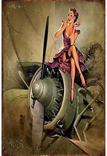Home Decor Store - Papan Logam Vintage Bergambar Gadis Pin