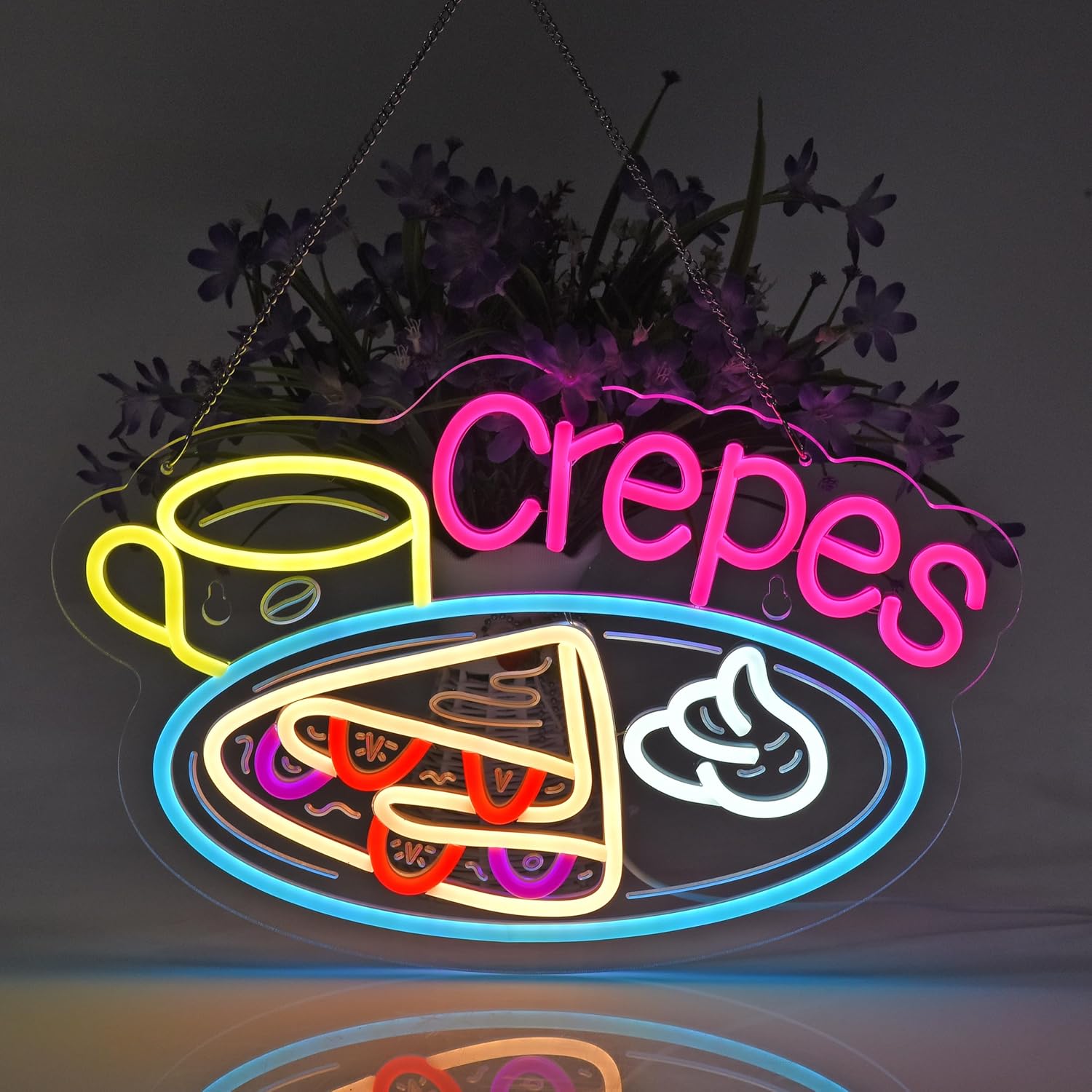 Crepes Tanda Neon LED Bertenag - Home Decor Nearby ulasan dan harga