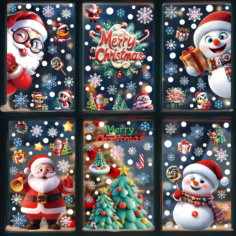 Stiker Kaca Statis PVC Natal M - Home Decor Store ulasan dan harga