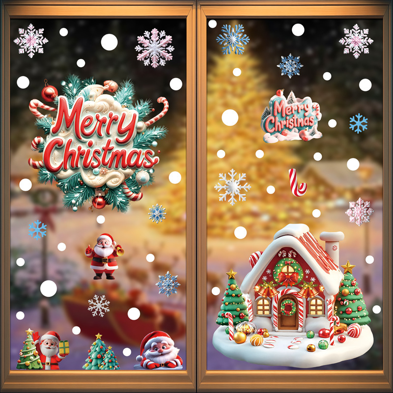 Stiker Kaca Statis PVC Natal M - Home Decor Store ulasan dan harga