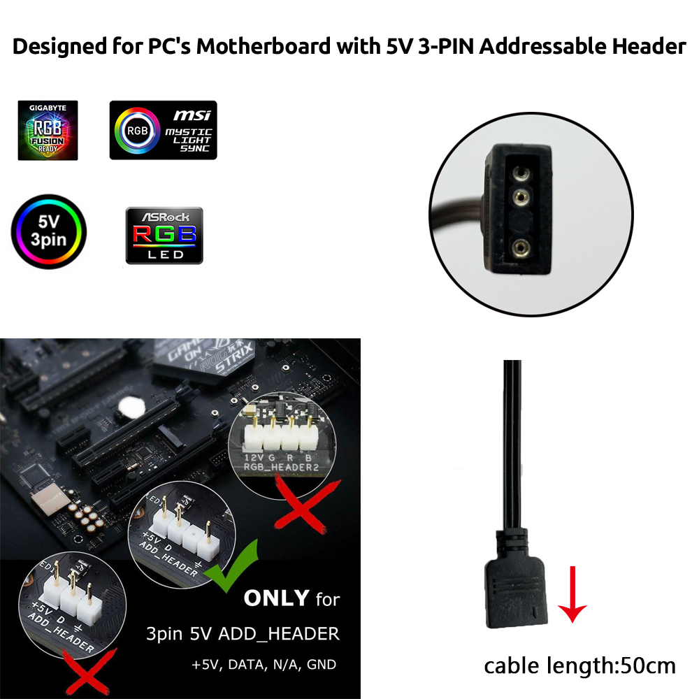 Header 5V ARGB 3Pin untuk Asus - Led Strip Lights ulasan dan harga